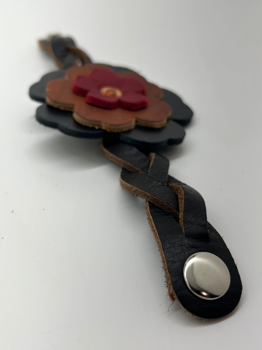 Leather Flower Bracelet - Weaved by hand