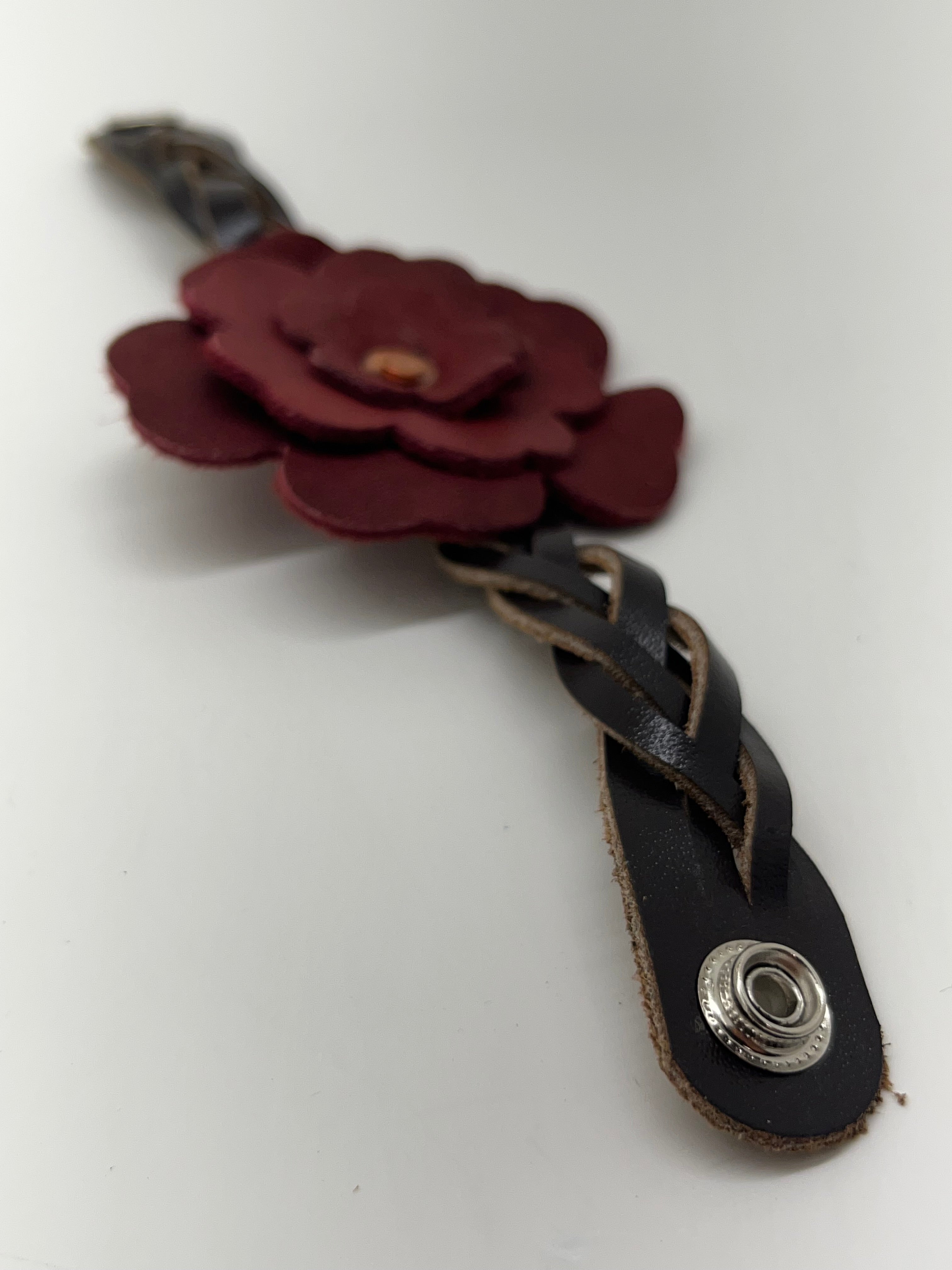 Leather Flower Bracelet - Weaved by hand