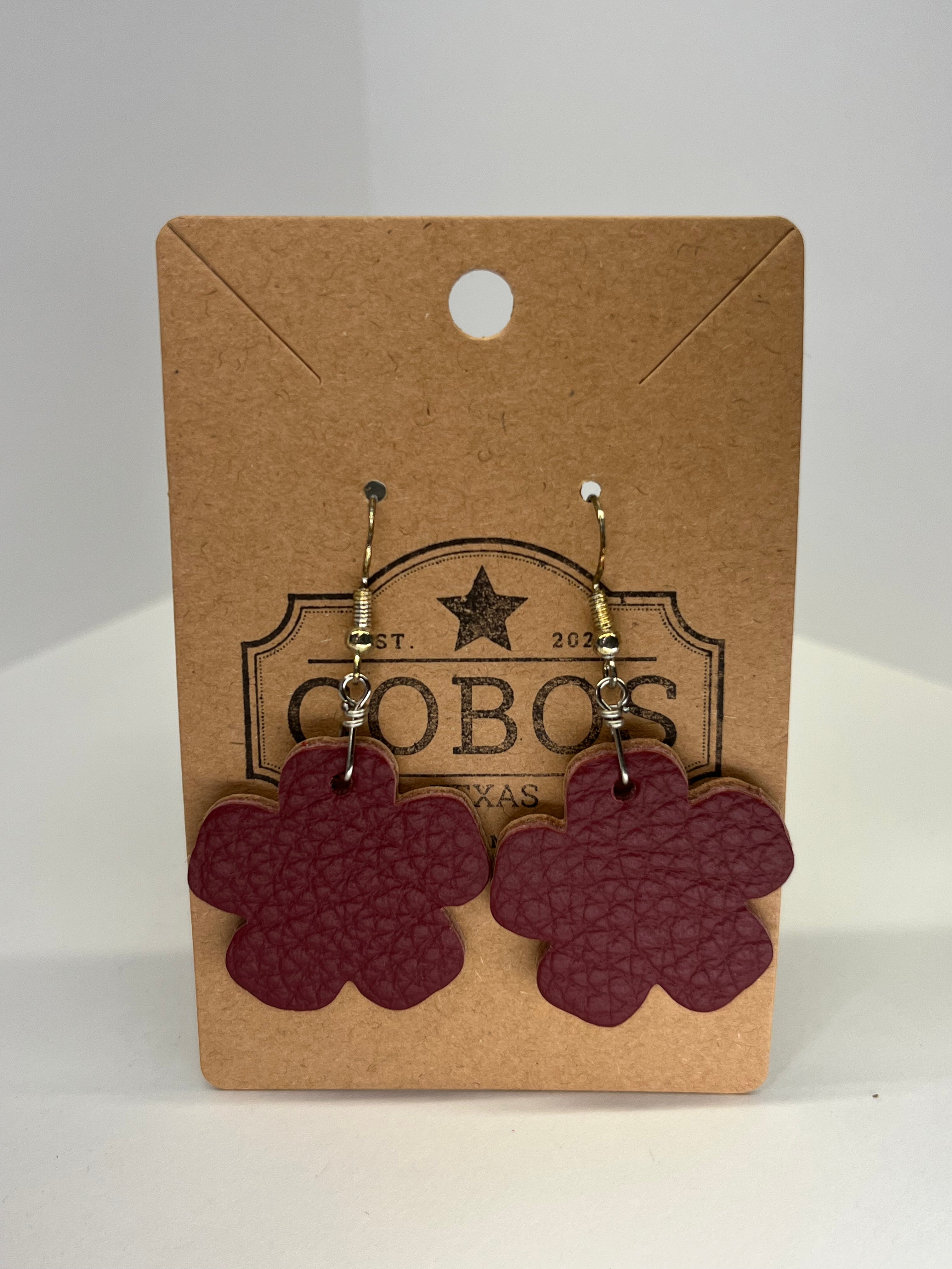 Flower Pedal Leather Earrings