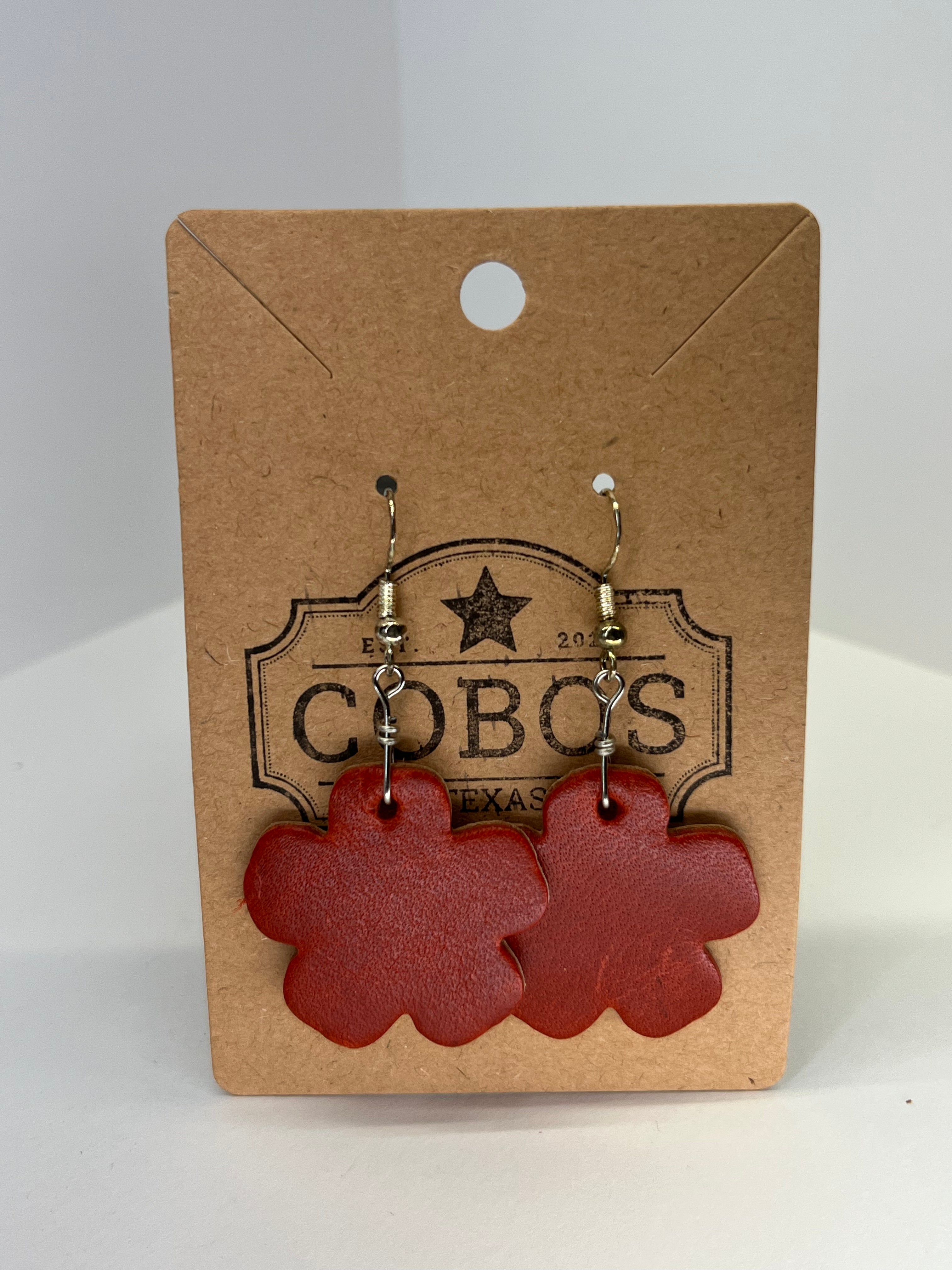 Flower Pedal Leather Earrings