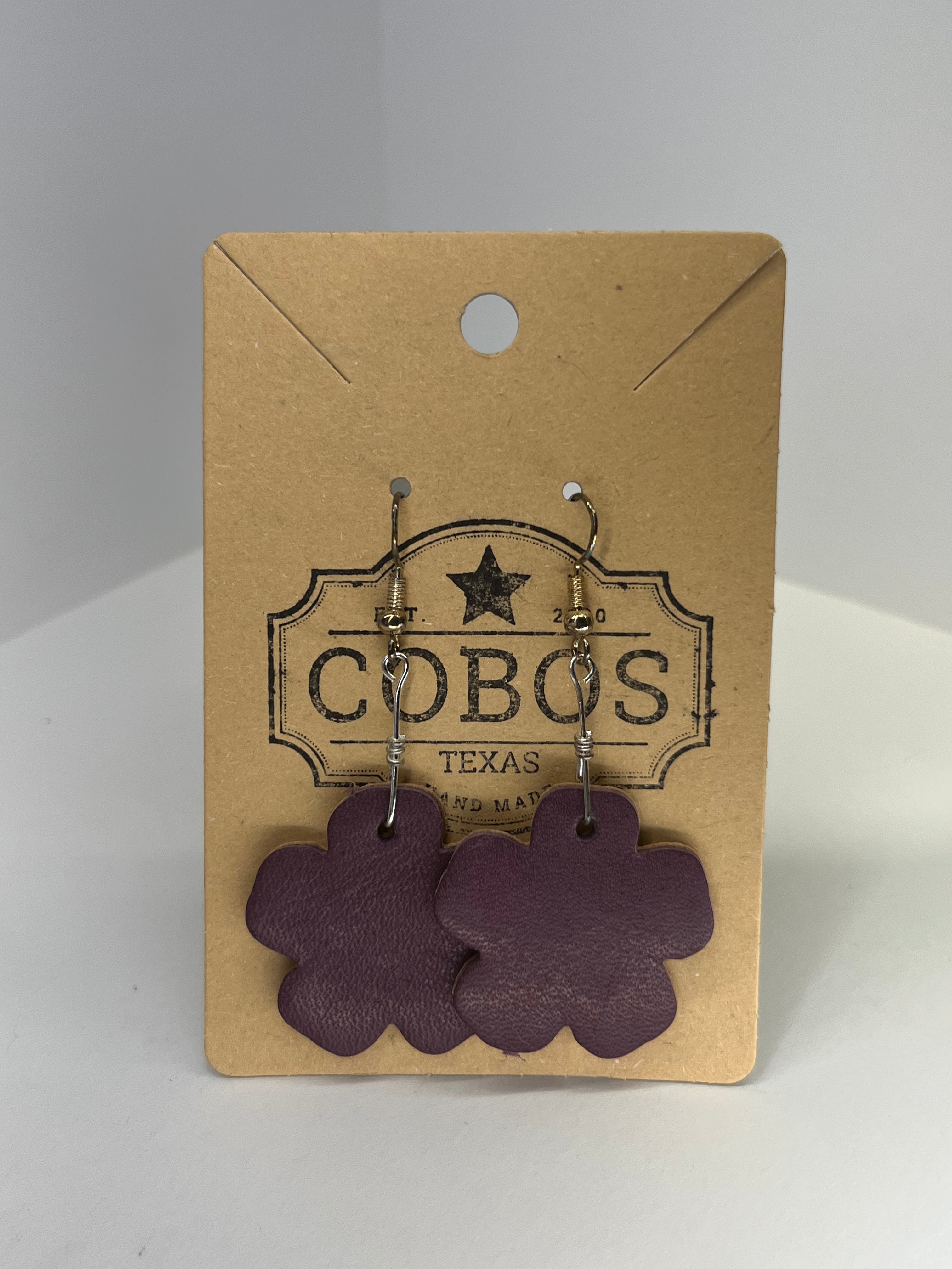 Flower Pedal Leather Earrings