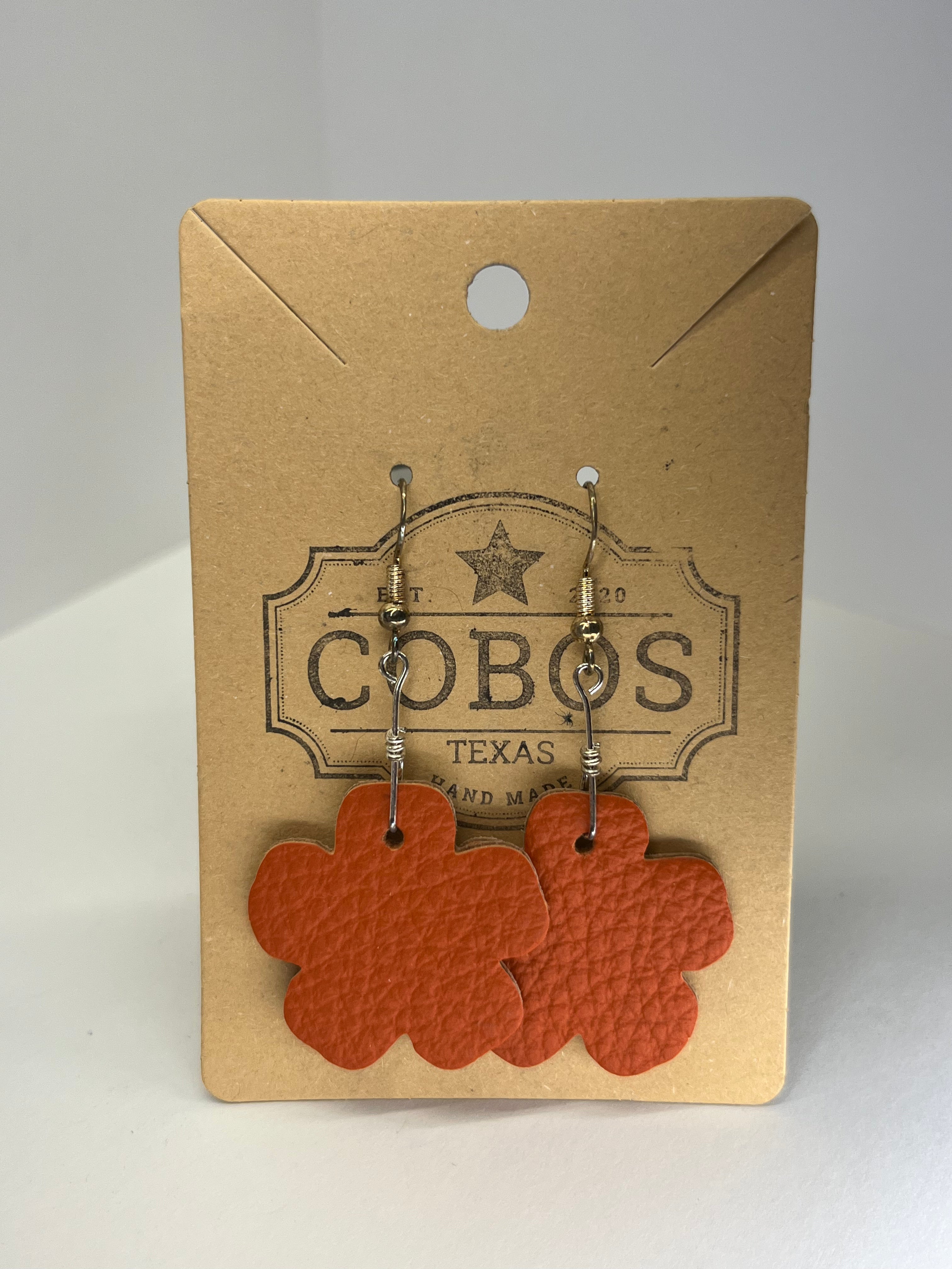 Flower Pedal Leather Earrings