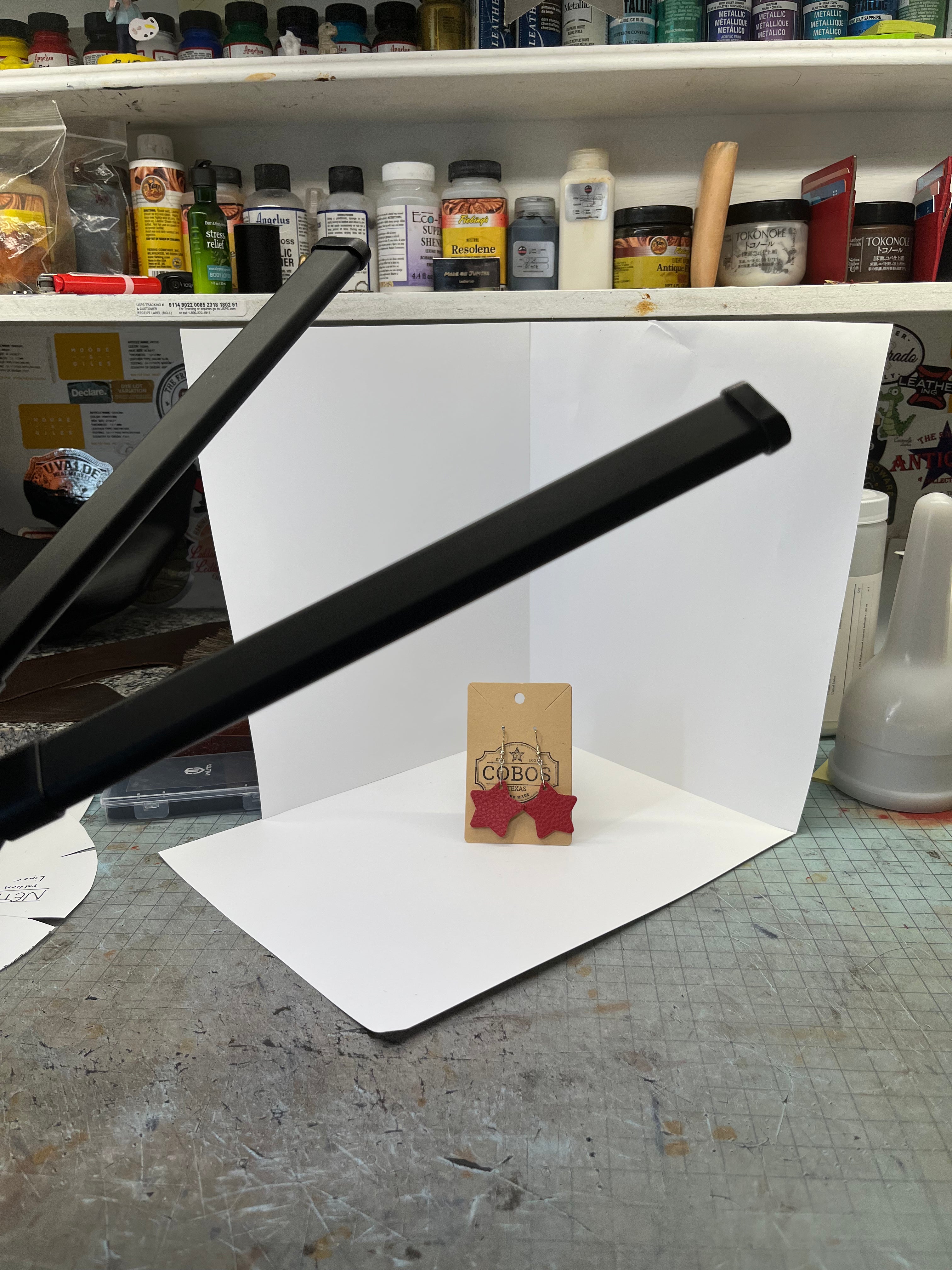 Star - Leather Earrings