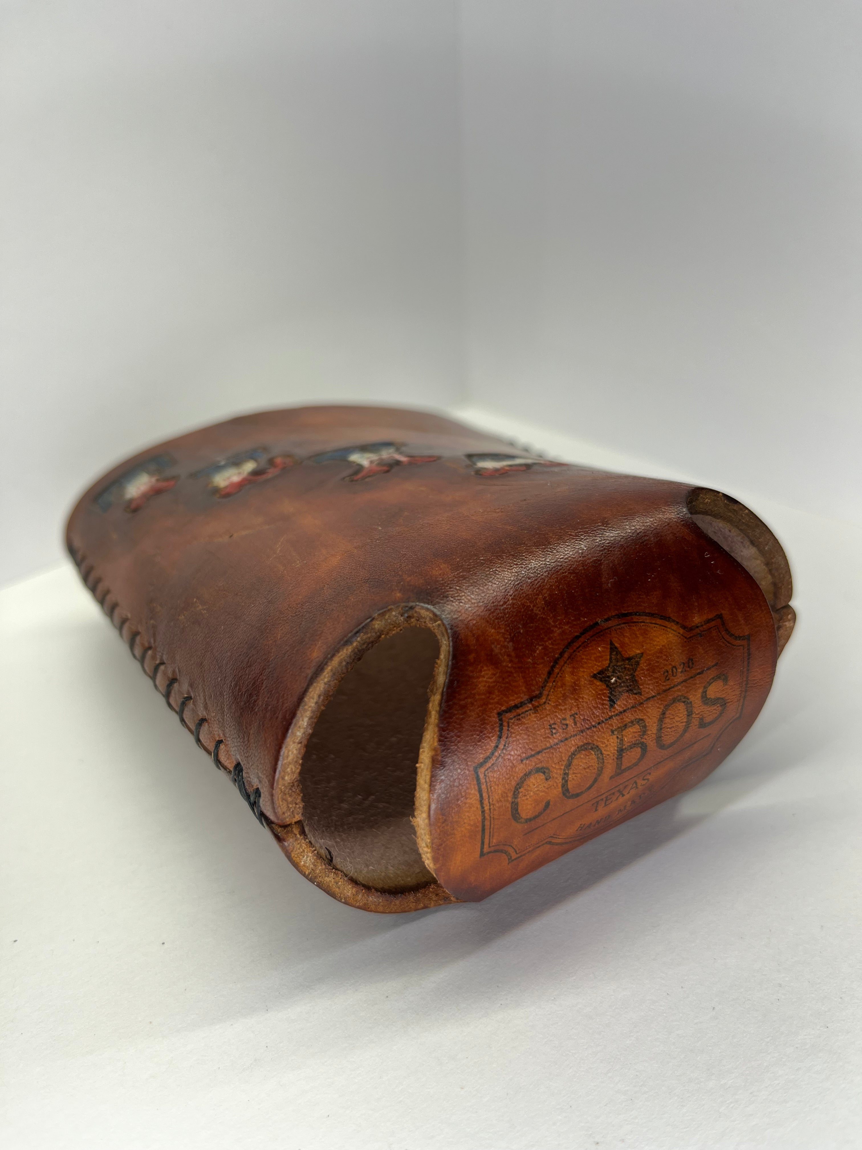 Texas Leather Coozie - Made for a beer can