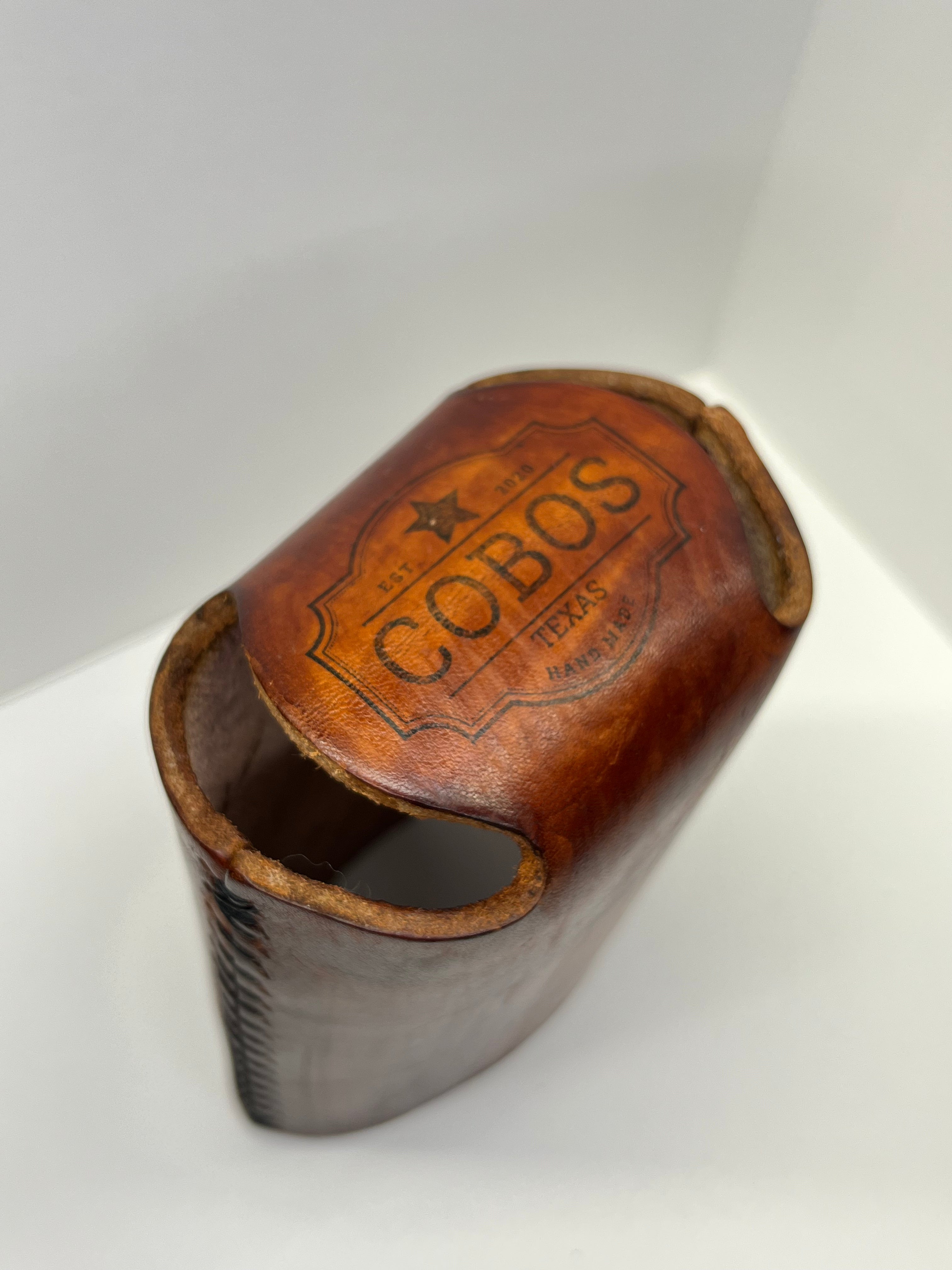 Texas Leather Coozie - Made for a beer can